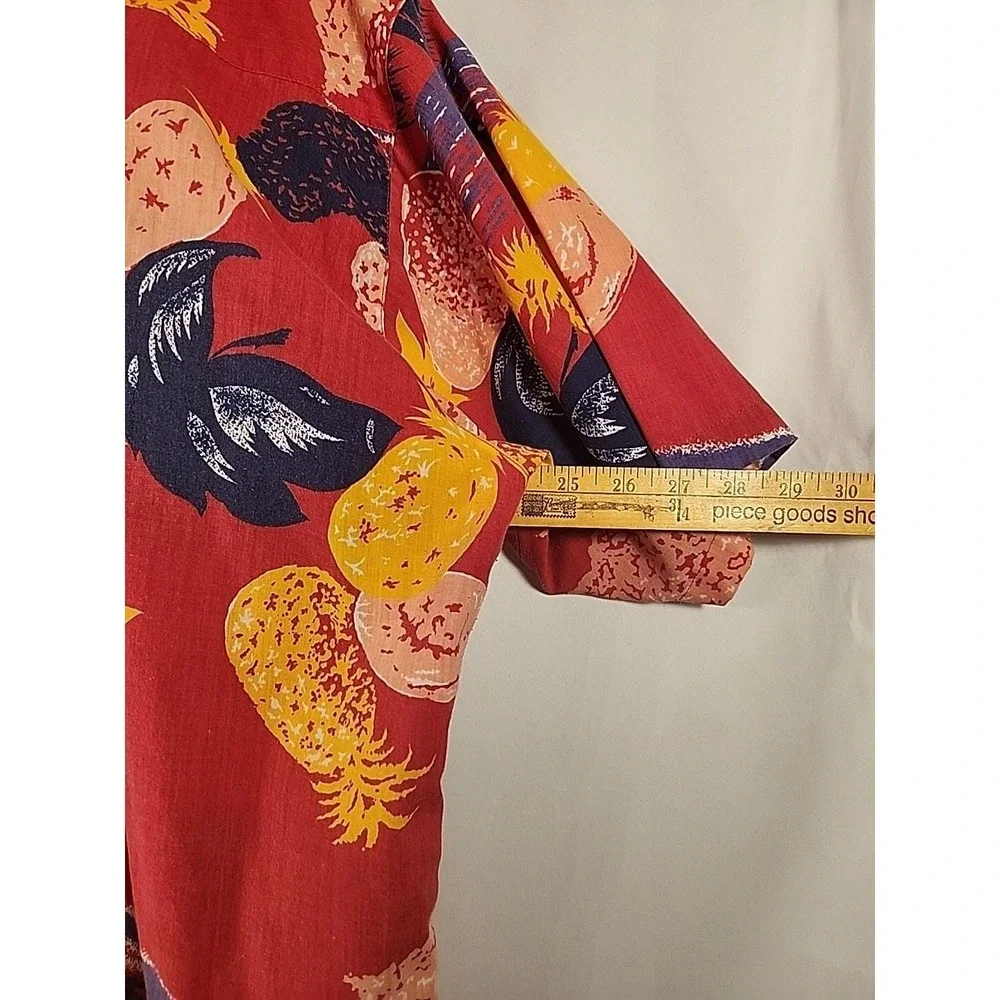 Repage Hawaiian Shirt Red Pineapple‎ Palm Tree Aloha Mens Large Vintage 80s READ